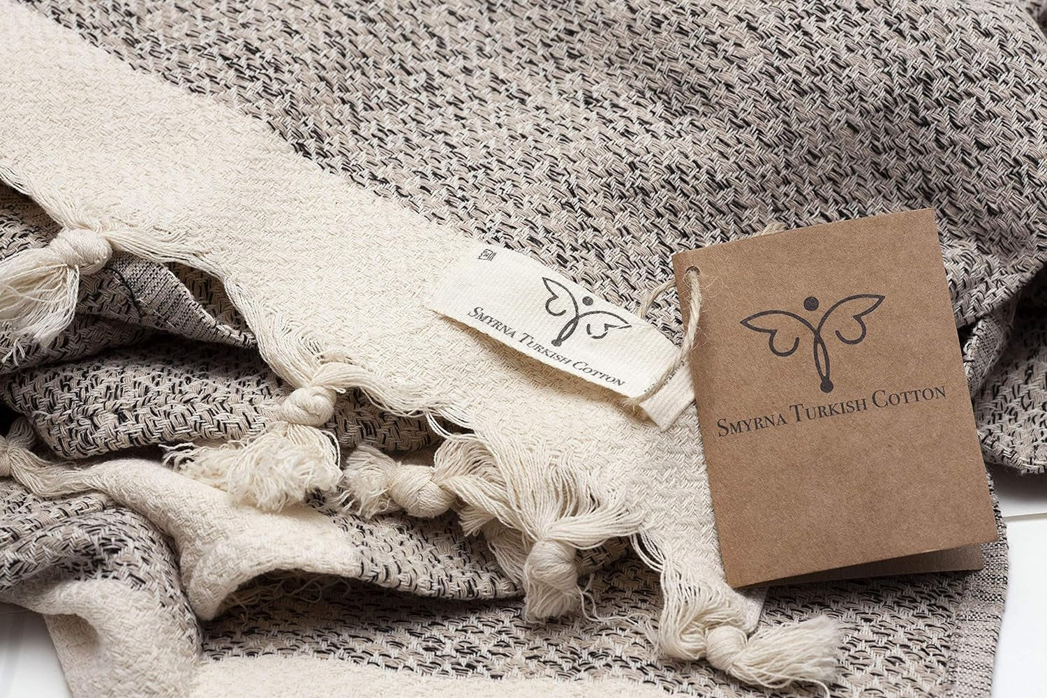 Vintage Series Turkish Hand Towels, 16X40 Inch, Decorative Turkish Hand Towels for Bathroom, Kitchen, Face, Hair, Tea, Yoga, Gym, Dishcloth Set of 2, Beige