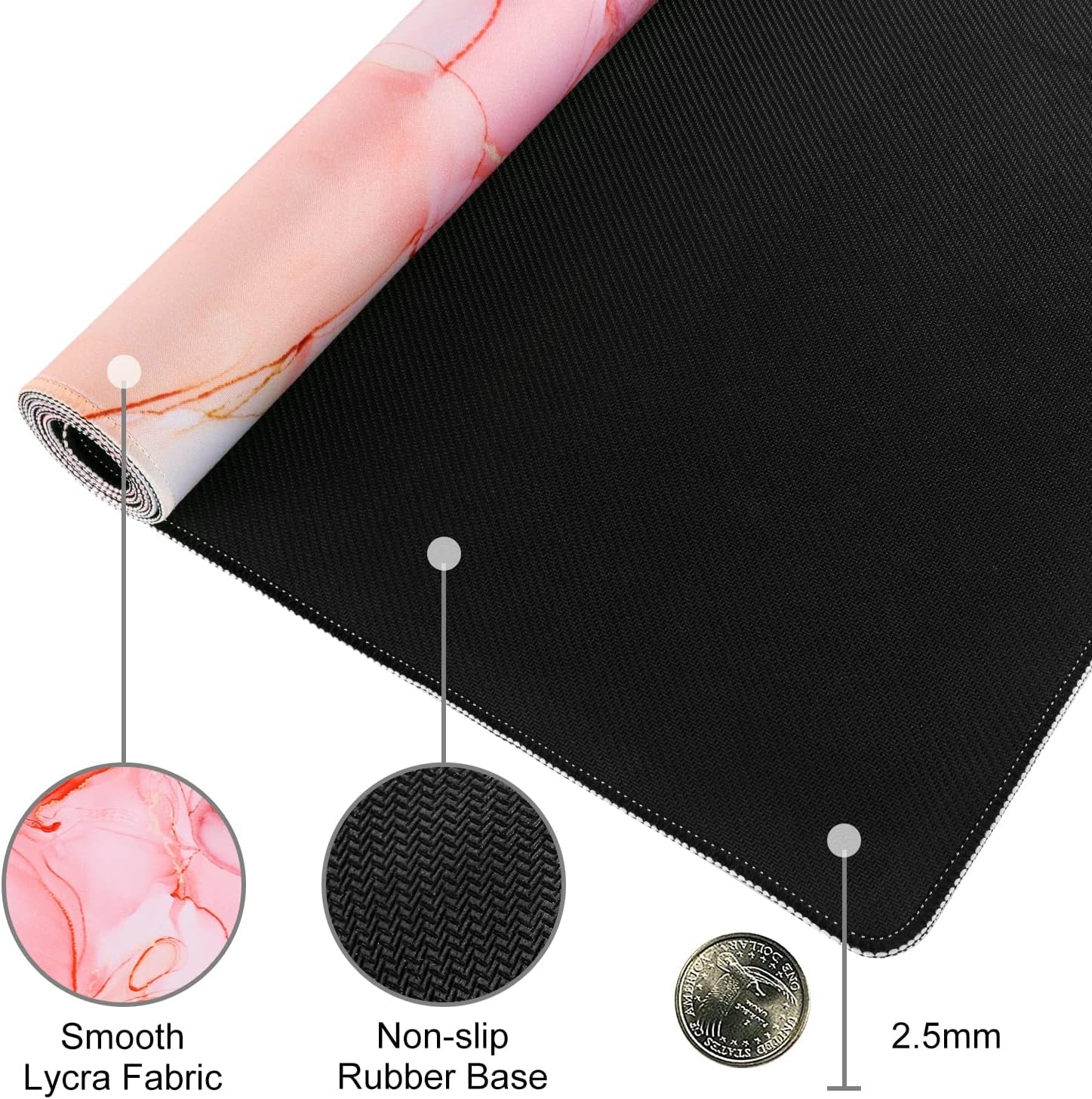 Large Gaming Mouse Pad, Non-Slip Rubber Base Water-Resistant Mousepad Desk Mat for Computer Keyboard, 35.4" X 15.75" Extended Desk Pad with Stitched Edges for Office Gaming, Pink Fog Painting