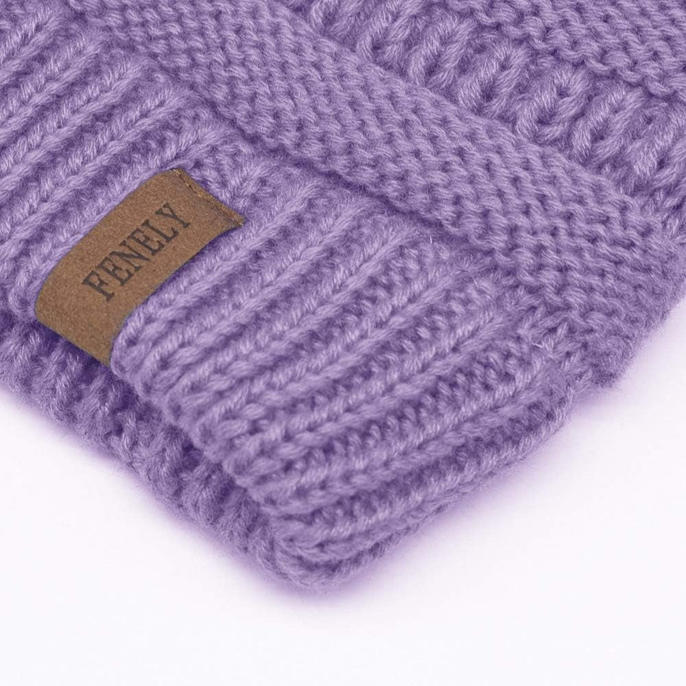 3Pcs Kids Winter Beanie Hat Scarf Gloves Set for 2-6-10-14 Years Old Boys Girls, Knit Thick Warm Fleece Lined Thermal Sets