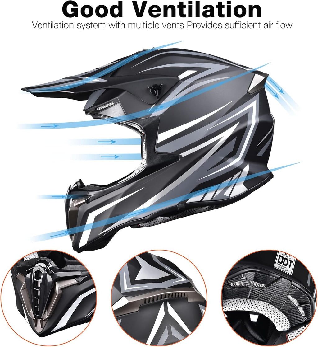 Adult Offroad Dirt Bike Helmet Motocross ATV Dirtbike Outdoor BMX MX Full Face Motorcycle Helmet DOT Approved