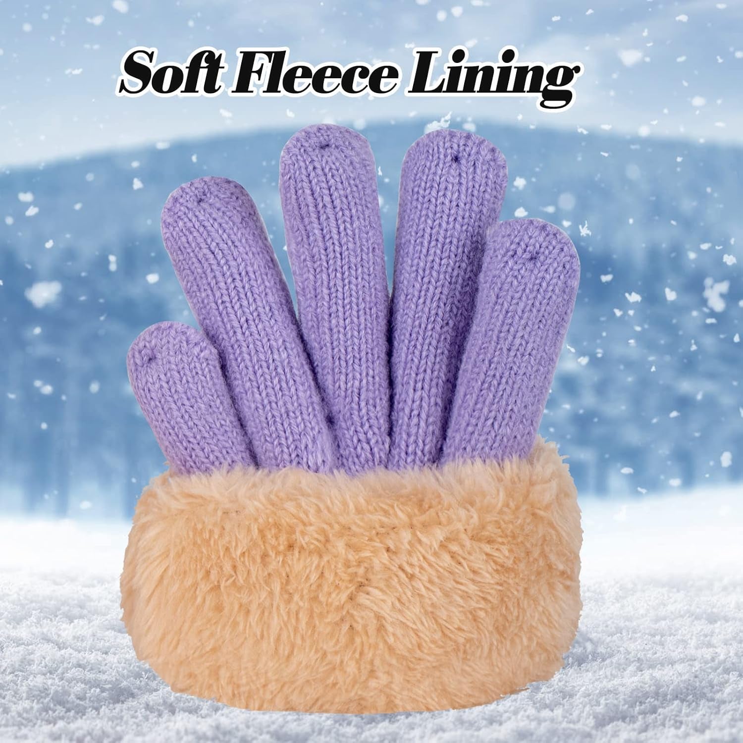 3Pcs Kids Winter Beanie Hat Scarf Gloves Set for 2-6-10-14 Years Old Boys Girls, Knit Thick Warm Fleece Lined Thermal Sets