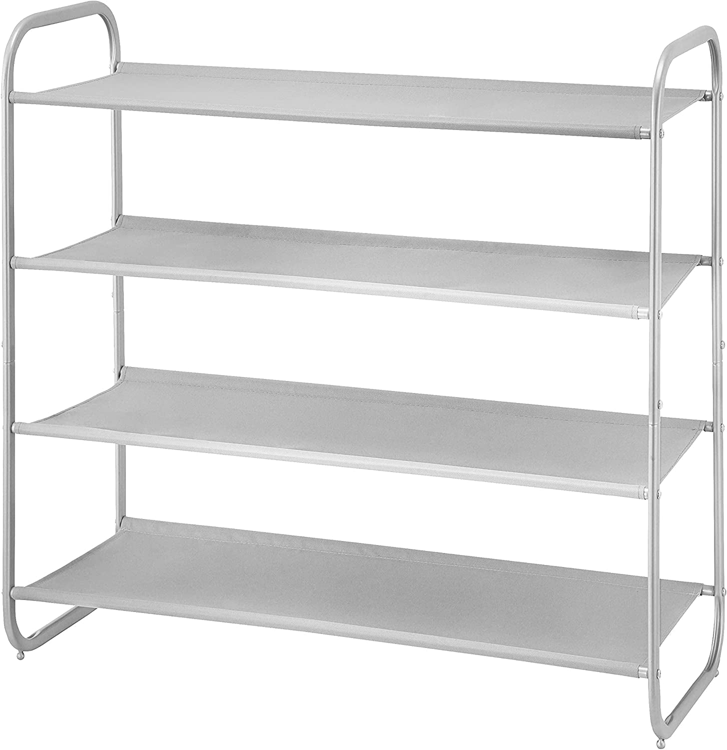4 Tier Shoe Rack Storage Organinzer 4 Shelf Shoe Rack Organizer，Entrance Fabric Shoe Shelf Small for Closet Entryway Hallway Bedroom(Light Gray)
